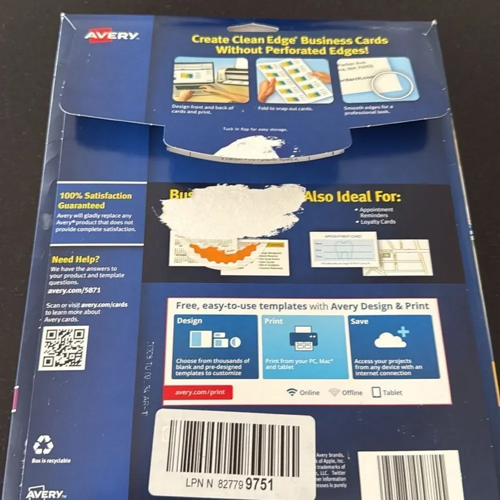 2 Packs Avery 5871 White Clean Edge Business Cards – 400 Total, Laser Printer,